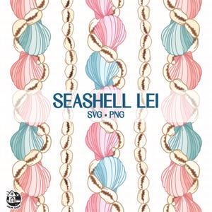 Seashell Lei Seamless Pattern: Vertical Strand SVG PNG (Digital Download)