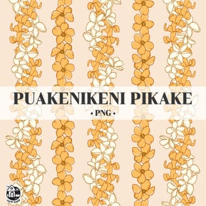 Seamless Pattern Puakenikeni and Pikake Lei | Twist Flower Lei Png | Lei Strand Png | Vertical Lei Digital Download
