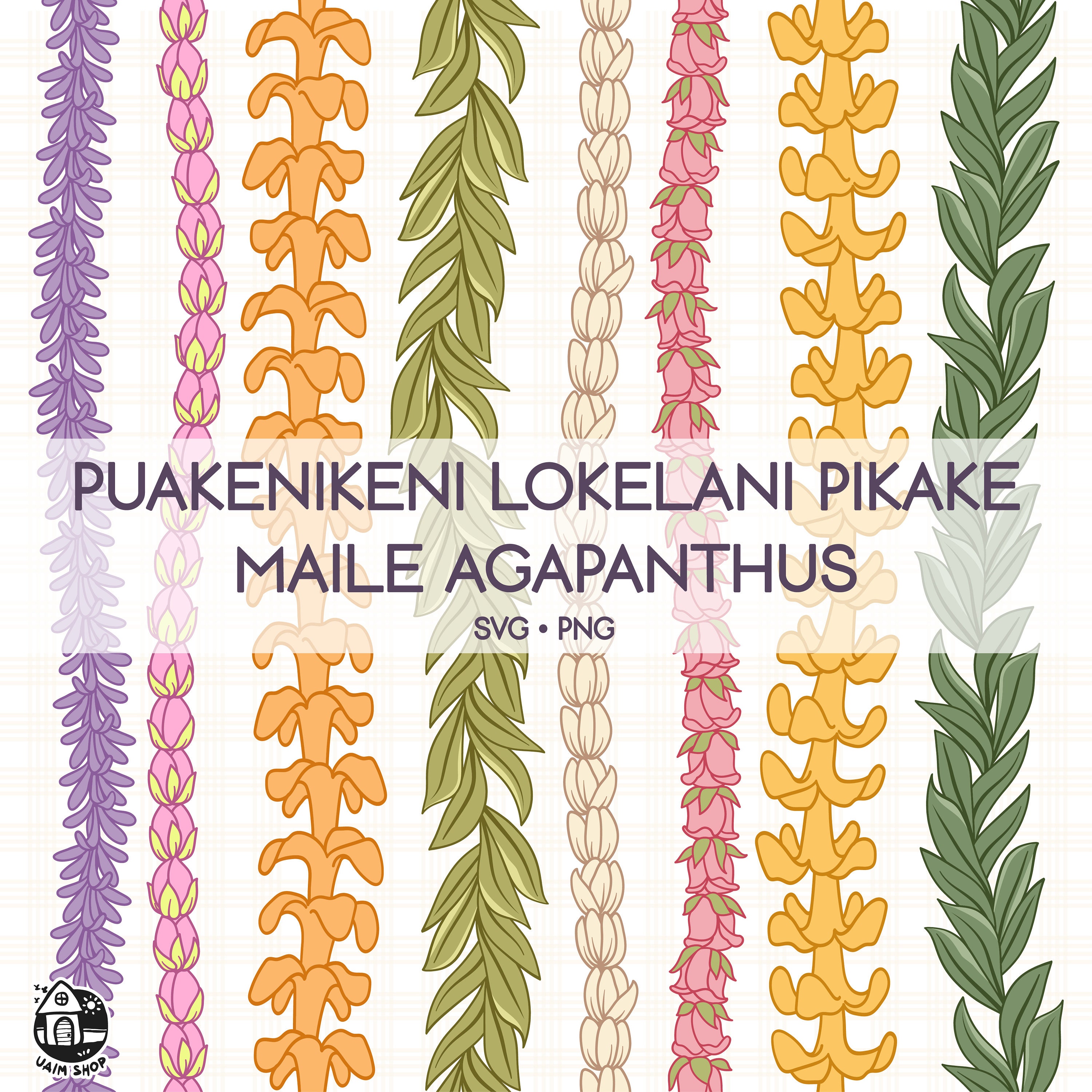 Seamless Pattern Lei Flowers | Vertical Lei Png | Puakenikeni Lokelani ...