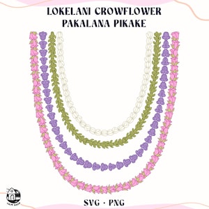 Pakalana Pikake Lokelani And Crown Flower Lei Svg | Floral lei Svg | Curve Lei Svg Cut File | Lei Digital Download