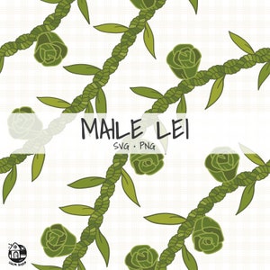 Seamless Pattern Maile Lei Png | Leaf Svg Cut File | Lei Strand | Digital Download