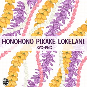 Seamless Pattern Honohono Pikake Lokelani Lei | Curve Floral Lei Png | Twist Lei Png | Lei Digital Download