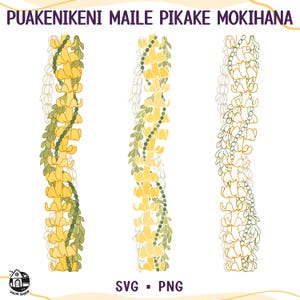 Puakenikeni Maile Pikake Mokihana Lei | Twist Flower Lei Svg | Digital Download