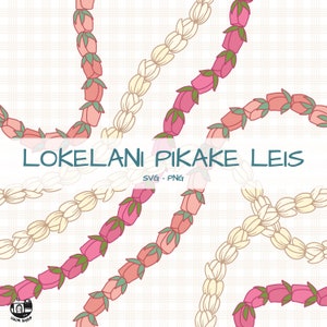 Seamless Pattern Lokelani and Pikake Lei | Twist Lei PNG | Curve Lei Digital Download