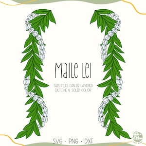 Maile And Pikake lei Svg | Lei Strand Svg | Floral lei Svg | Curved Lei Flower Svg Cut File Digital Download