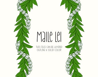 Maile And Pikake lei Svg | Lei Strand Svg | Floral lei Svg | Curved Lei Flower Svg Cut File Digital Download