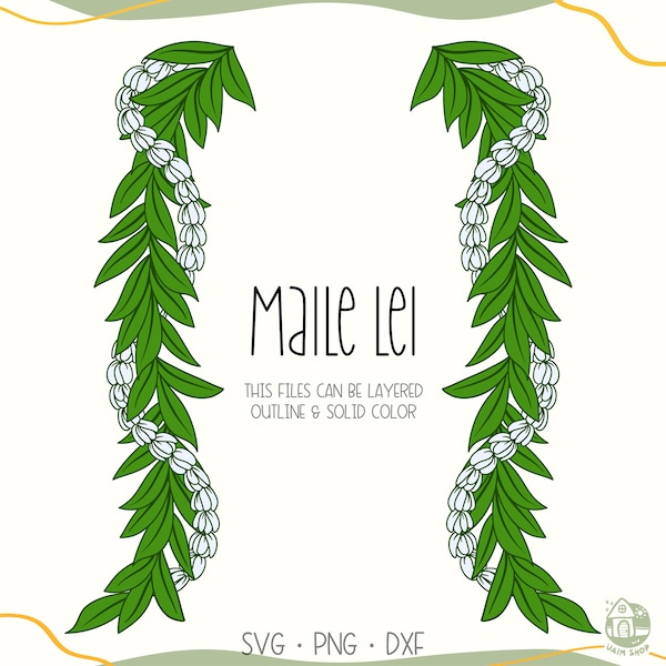 Maile And Pikake lei Svg | Lei Strand Svg | Floral lei Svg | Curved Lei Flower Svg Cut File Digital Download