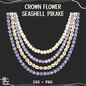 Crown Flower Seashell Pikake Lei Svg | Curve Flowers lei Svg | 4 Leis Png Digital Download