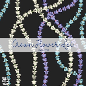 Seamless Pattern Crown Flower Lei | Curved Floral Lei Png | Solid Color Svg Cut File | Lei Digital Download