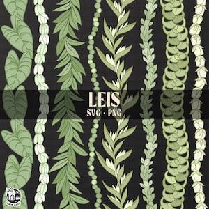 Seamless Pattern Flower and Leaf Lei Png | Vertical Lei Cut File | Digital Download