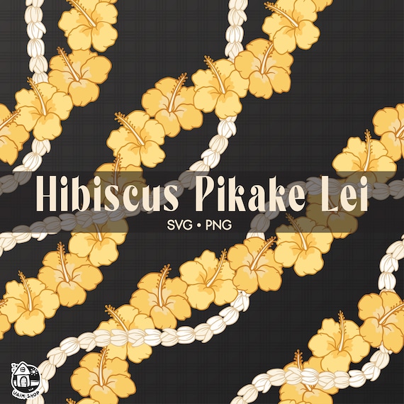 Seamless Pattern Hibiscus Pikake Lei | Curve Lei Flower Png | Svg