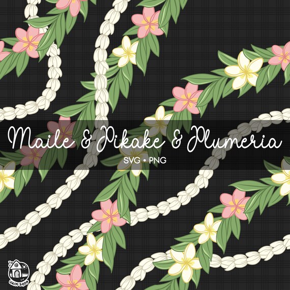 Seamless Pattern Plumeria Flower Maile & Pikake Lei | Twist Flower