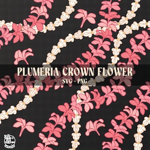 Seamless Pattern Plumeria and Crown Flower Lei | Curve Floral Lei Png | Twist Lei Svg Cut File | Digital Download