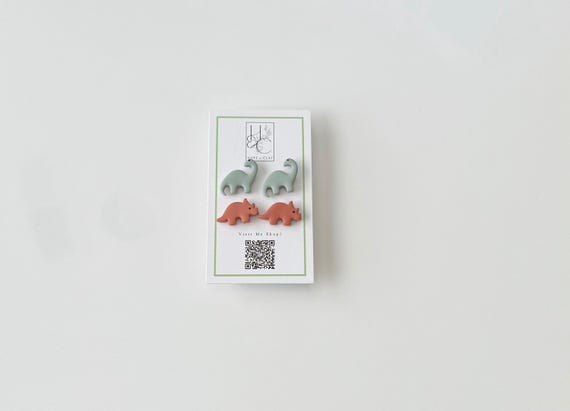 Dinosaur Stud Earrings: Handmade Polymer Clay, Fun Kids Jewelry