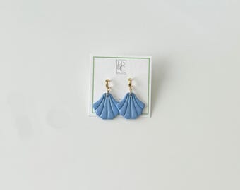 Polymer Clay Fan Earrings: Boho Seashell Style