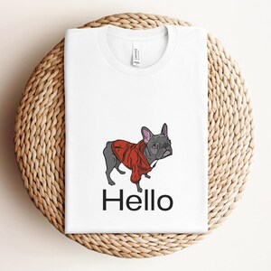 French Bulldog Cartoon Shirt, Frenchie Tee, Cute Dog Cartoon Shirt, French Bulldog Shirt, Red Jacket, Dog Lover Tee, French Bulldog, Cartoon