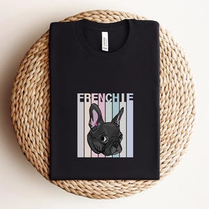 French Bulldog Shirt, Frenchie Head with Vertical Lines Shirt, Cute Dog Cartoon Shirt, Frenchie Tee, Dog Lover Shirt, French Bulldog Cartoon