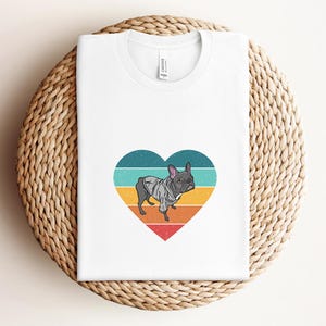 French Bulldog Cartoon with Heart Shirt, Cute Dog Cartoon Shirt, Heart Shirt, French Bulldog Shirt, Dog Lover Shirt, French Bulldog Cartoon
