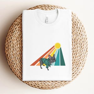 French Bulldog Cartoon with Sunset Spotlight Shirt, Cute Dog Cartoon Shirt, French Bulldog Shirt, Dog Lover Shirt, Frenchie, Sunset Shirt