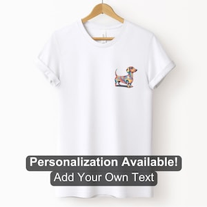 Multicolored Dachshund 1 Pocket Design Shirt, Custom Shirt, Dog Lover, Weiner Dog Design, Dachshund Shirt, Dog Breed, Cartoon Dog, Canine