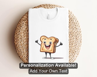 Cartoon Toast Character Shirt, Custom Shirt, Toast Shirt, Breakfast Shirt, Bread Design, Cartoon Food Design, Breakfast Food, Cartoon Toast