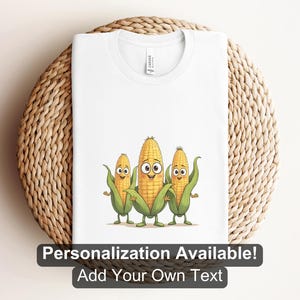 Cartoon Corn Character Friends Shirt, Custom Shirt, Vegetable, Corn Shirt, Corn Design, Corn Lover Shirt, Cartoon Food Design, Food, Corn