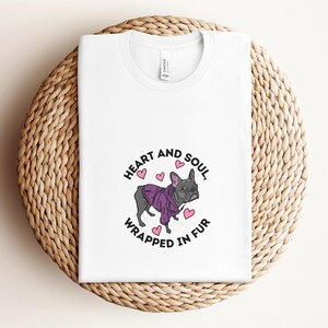 French Bulldog with Hearts Shirt, Cute Dog Cartoon Shirt, French Bulldog Shirt, Heart and Soul, Dog Lover Shirt, French Bulldog, Frenchie