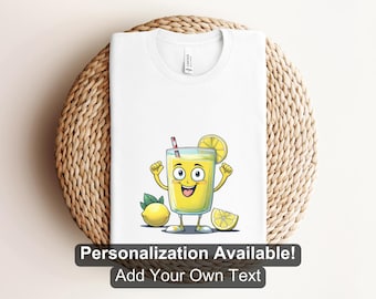 Cartoon Lemonade Character Shirt, Custom Shirt, Beverage Design, Lemonade Shirt, Lemon Design, Cartoon Drink Design, Citrus, Lemon Juice