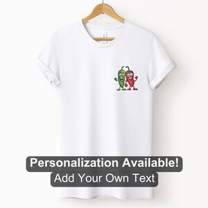 Cartoon Jalapeno Peppers Character Pocket Design Shirt, Custom Shirt, Fruit, Pepper Shirt, Jalapeno Pepper Design, Green Pepper, Red Pepper