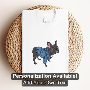 French Bulldog Wearing a Blue Jacket Cartoon Shirt, Custom Shirt, Frenchie, Dog Lover Shirt, Dog, French Bulldog, Canine Shirt, Cartoon Dog
