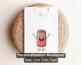Cartoon Soda Can Character Shirt, Custom Shirt, Pop Can Shirt, Soda Can Shirt, Soda Design, Cartoon Drink Design, Pop Design, Soda Can