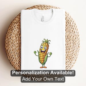 Cartoon Corn Character Shirt, Custom Shirt, Vegetable, Corn Shirt, Corn Design, Corn Lover Shirt, Cartoon Food Design, Foodie Shirt, Corn
