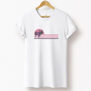 French Bulldog Cartoon with Pink Sunset Shirt, Cute Dog Cartoon Shirt, French Bulldog Tee, Frenchie Cartoon, Dog Lover Shirt, French Bulldog
