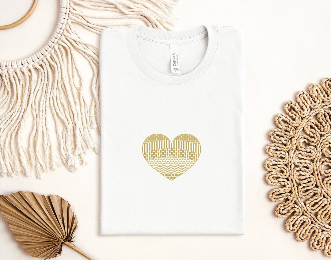 Heart Shirt, Gold Designer Heart, Shirt for Love, Peace Shirt, Heart ...