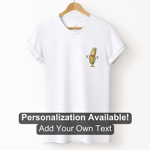 Cartoon Corn Character Pocket Shirt, Custom Shirt, Vegetable, Corn Shirt, Corn Design, Corn Lover Tee, Cartoon Food Design, Foodie Shirt