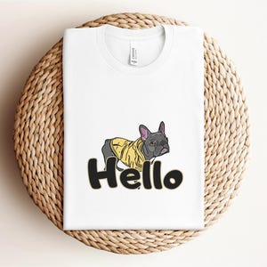 French Bulldog Cartoon Shirt, Frenchie Shirt, Cute Dog Cartoon Shirt, French Bulldog Shirt, Yellow Jacket, Dog Lover Shirt, French Bulldog