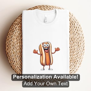 Cartoon Hot Dog Character Shirt, Custom Shirt, Dinner Shirt, Hot Dog Shirt, Footlong Design, Cartoon Food Design, Sausage Design, Hot Dog