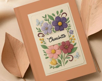 Diario personalizzato con fiori selvatici, diario della gratitudine personalizzato, quaderno personalizzato per donna, regalo per lei, regalo per la festa della mamma, diario con nome personalizzato