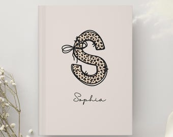 Personalized Women's Journal, Leopard Monogram Hardcover Diary Custom Initial and Name, Gift for Mom, Sister, Grandma, Friend, Coworker