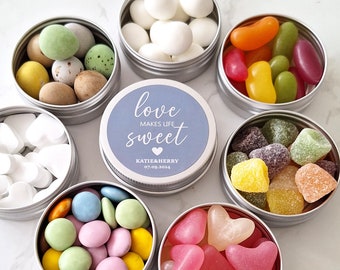 Pre Filled Sweet Wedding Favours, Personalised Wedding Favors, Sweet Bags for Wedding, Love Is Sweet Gifts for Guests