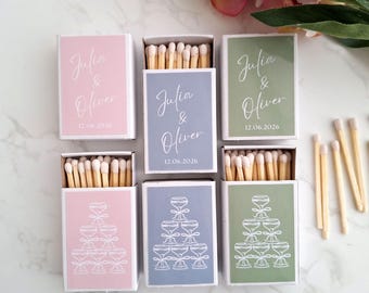 Personalised Wedding Matchbox Favours, Custom Wedding Favours for Guests, Personalised Matches with Names Date, Wedding Table Favours UK