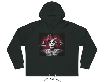 Women's Crazy La Catrina Bower Cropped Hoodie Sweatshirt