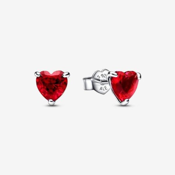 Pandora Red Heart Button Earrings, jewelry, women's gift, engagement earrings, 925 sterling silver, pandora,