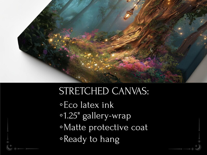 Lantern Tree in Enchanted Forest Wall Art Print or Canvas: Mystical ...