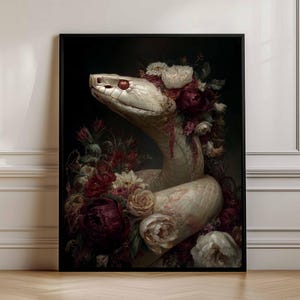 Vit ormblommig poster: Gotiskt botaniskt tryck