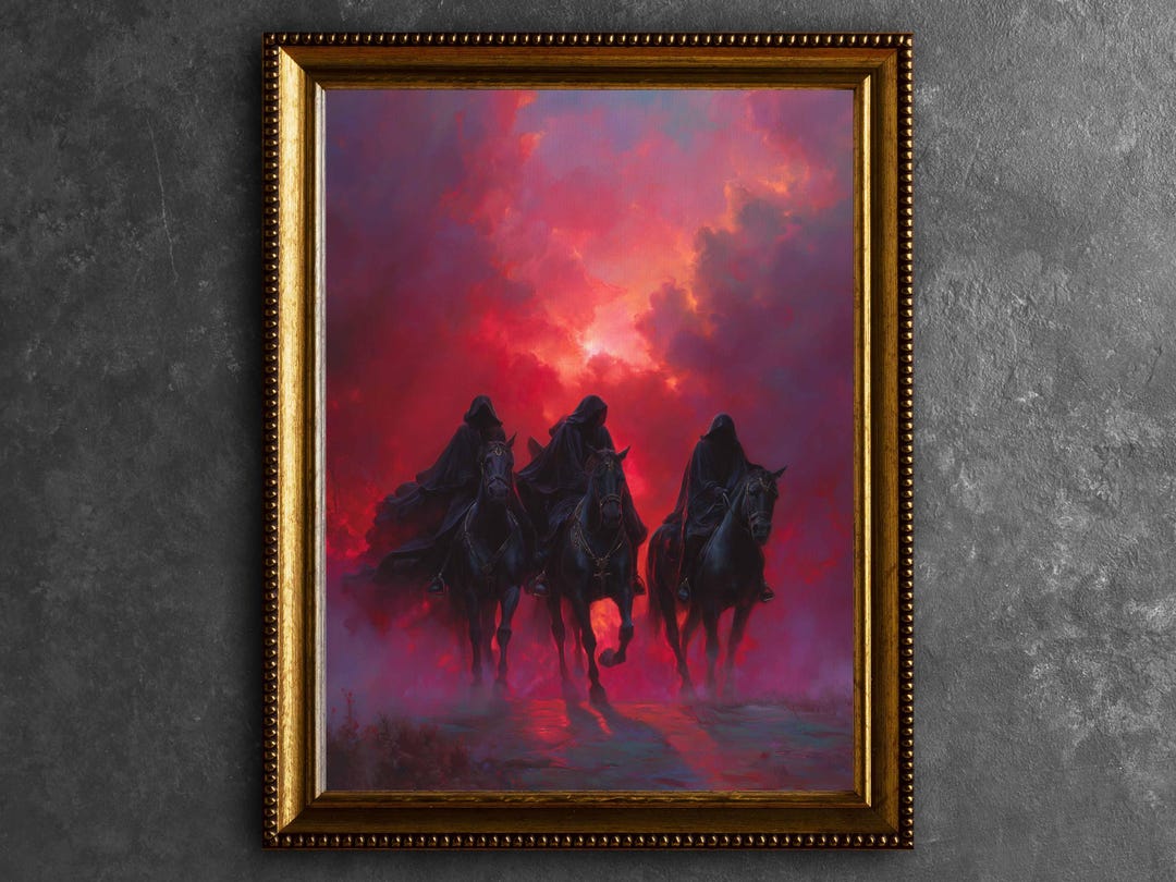 Spectral Horsemen at Dusk, Gothic Fantasy Wall Art, Apocalyptic Riders ...