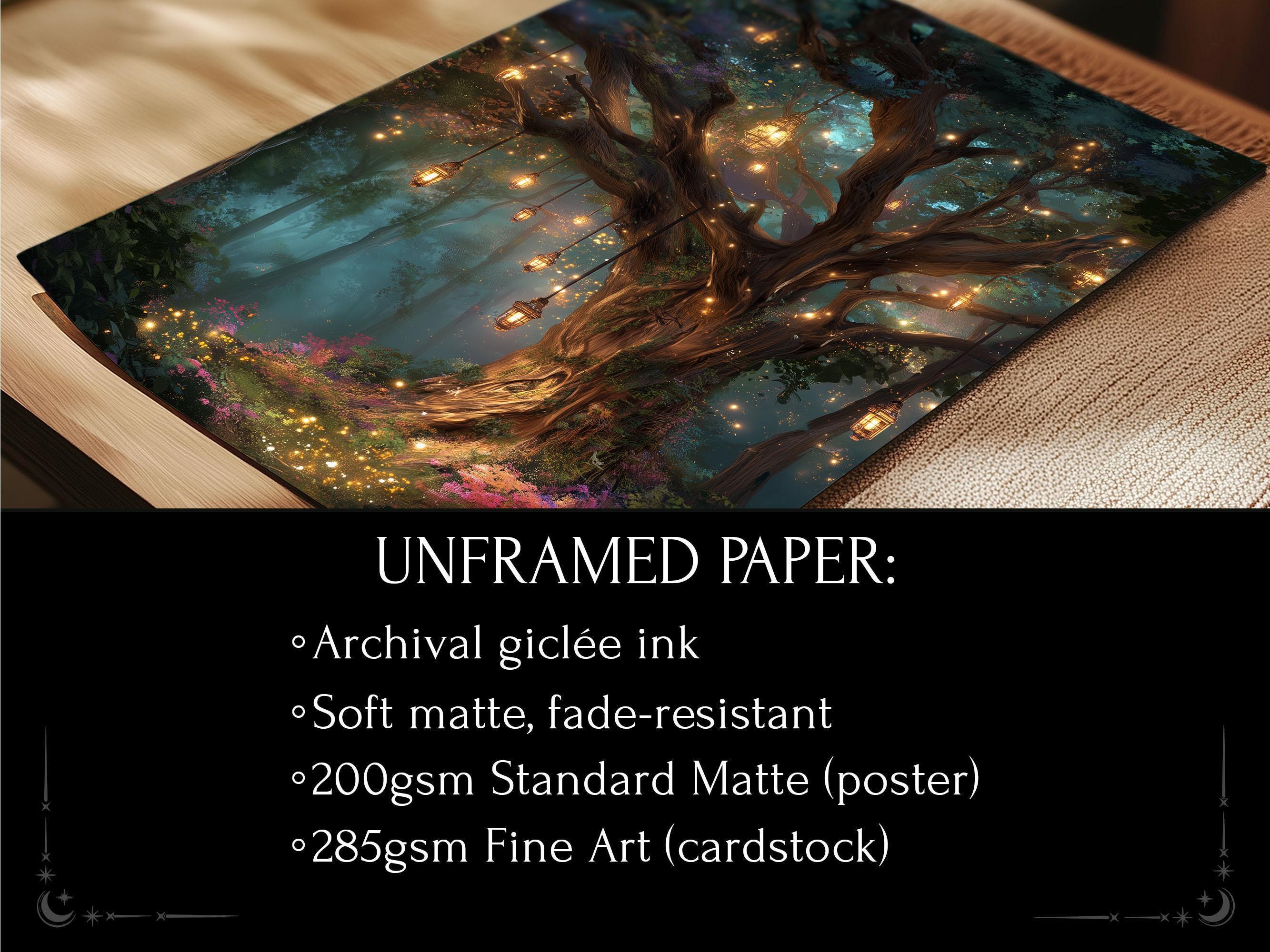 Lantern Tree in Enchanted Forest Wall Art Print or Canvas: Mystical ...