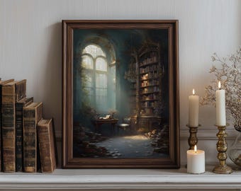 Plakat z Zaczarowanej Biblioteki: Dark Academia Print