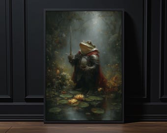 Plakat „Żabi Rycerz”: Fantastyczny, gotycki, baśniowy wydruk