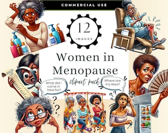Menopause Humor, African American Menopause, Menopause Clipart, Women's Humor, Ethnic Menopause, Funny Women, Commercial, Hot Flashes, MENO